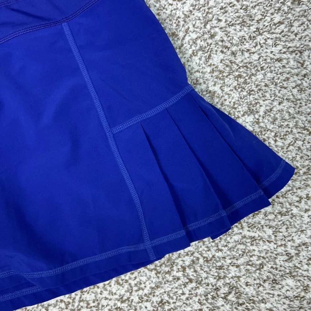 Athleta Skort Womens Large Blue Pleated Lined Tennis Warrior Zip Pocket Athletic